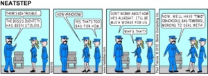 Boss has problem with stolen identity. The Neatstep webcomic series: tech humor, office humor.