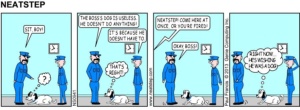 Dog just sits and won't follow orders. The Neatstep webcomic series: parking, office humor.