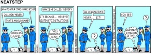 Dog never listens to instructions from Boss. The Neatstep webcomic series: dogs, office, daily life.