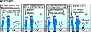 Neatstep has plans for old dog food. The Neatstep webcomic series: dogs, office scenes.