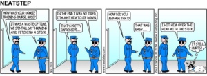 Boss learns from a Dog training course. The Neatstep webcomic series: dogs, pet talk.