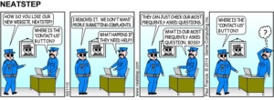 Boss downgrades customer service web support. The Neatstep webcomic: tech humor.